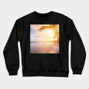 Sunset Palm Trees on The Sandy Beach in Hawaii Crewneck Sweatshirt